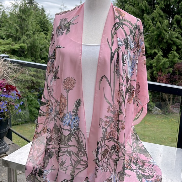 Boho Pink Chiffon Kimono - Picture 2 of 10